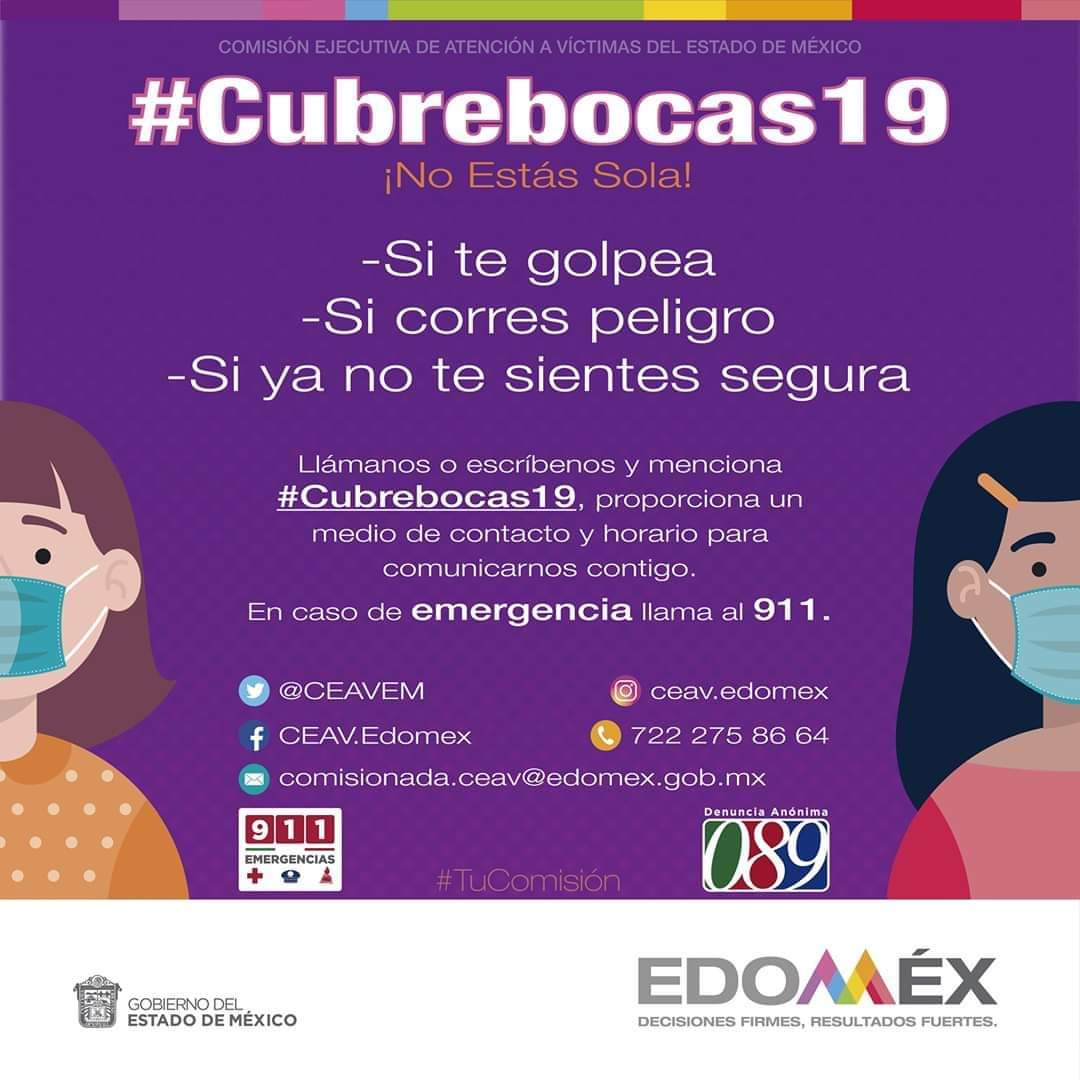 #Cubrebocas19, una forma nueva para denunciar y atender violencia contra mujeres