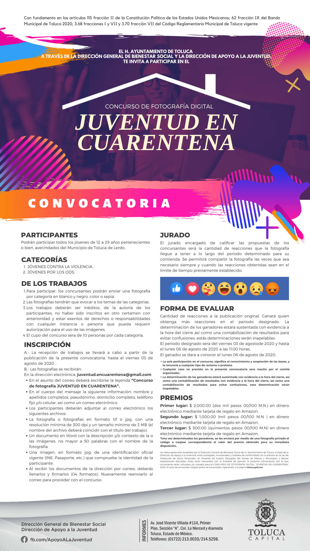 Invita Toluca a Concurso de Fotografía Digital Juventud en Cuarentena