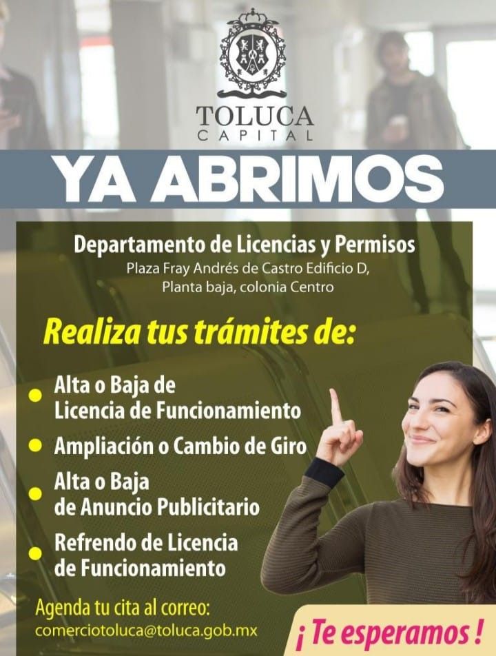 Con cita previa, reabren oficinas de Licencias y Permisos en Toluca